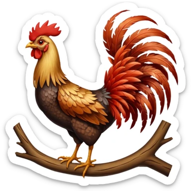 Rooster standing on tree sticker