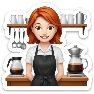 Redhead barista girl sticker