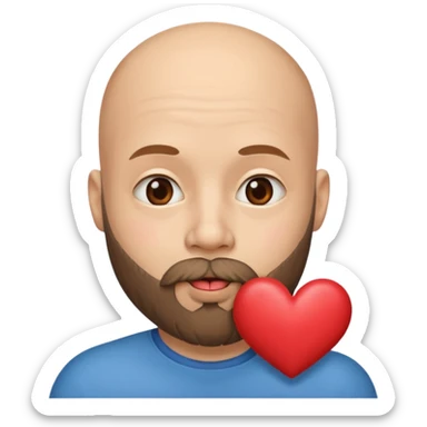 Un homme chauve barbu qui envoi un bisous cœur sticker