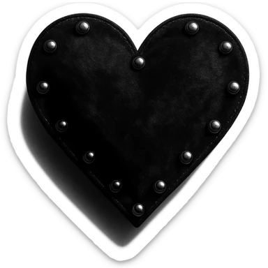 goth heart, black velvet texture, silver studs, dramatic shadows, no background sticker