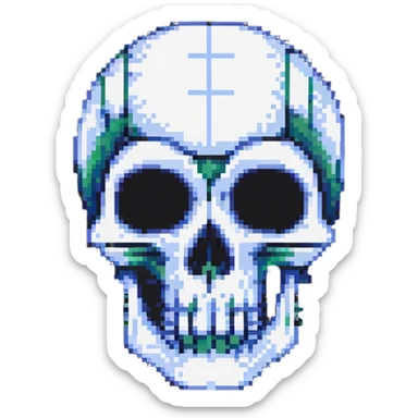 A pixelated skull with X eyes sticker