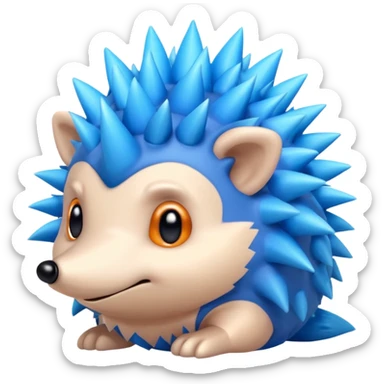 A blue hedgehog with 6 spines sticker