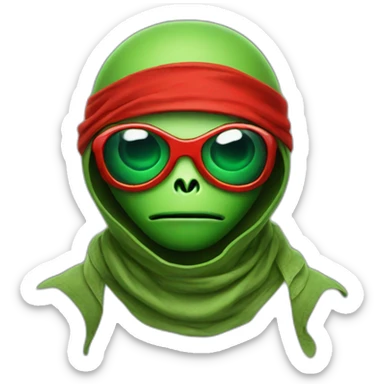 Green Alien ninja with red glasses and bandana sticker