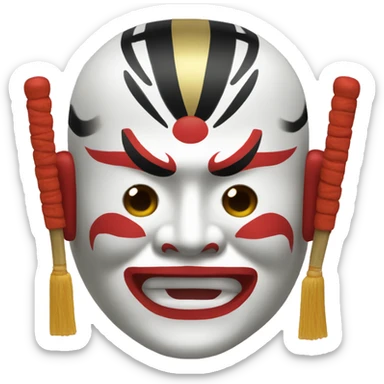 Japanese kabuki mask sticker