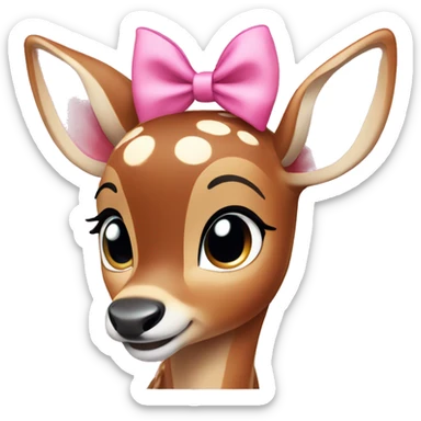 bambi with pink bow sticker