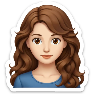 woman long wavy brown hair sticker