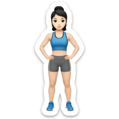 mach mir denn fintess trainer mit schwarzen haren wir er stehend steht mit gym kleidung sticker