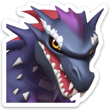Black Cool Edgy Nargacuga-Garchomp-Noivern-Noibat Fakémon  with White and Red and purple and black Edgy markings sticker