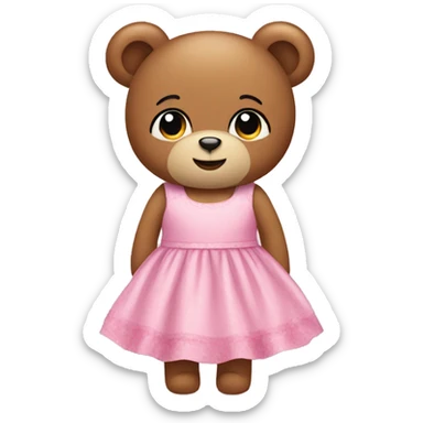 A teddy bear in a pink dress  sticker