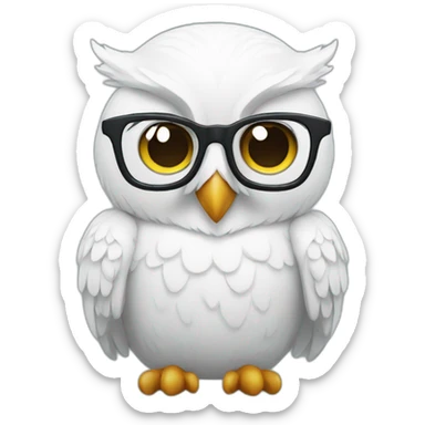 white Owl with nerd glasses sticker