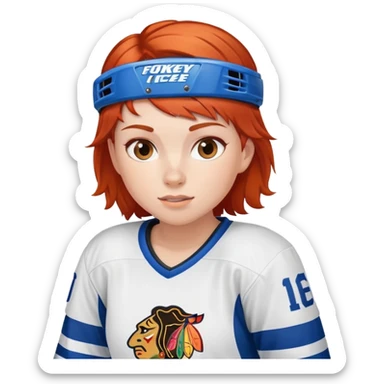 Red haired Girl ice hockey player sticker