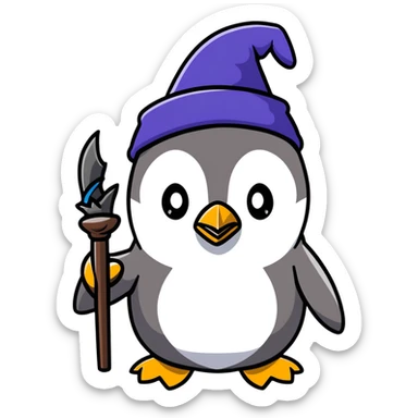penguin wizard sticker