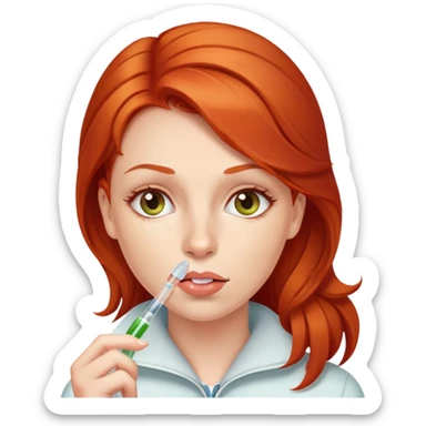 Redhead woman with thermometer in her mouth sticker