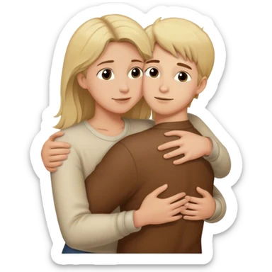 Blonde-haired boy hugging his brown-haired mother sticker