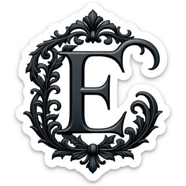 Black gothic Victorian , letter “F” of the alphabet sticker