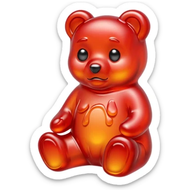 Sad Gummy bear melting into ground sticker