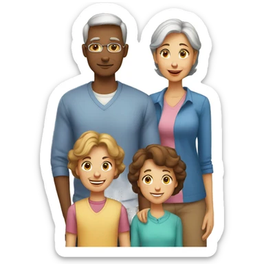 a FAMily with grandpa, grandma, mom, dad, older brother, younger brother, older sister younger sister sticker