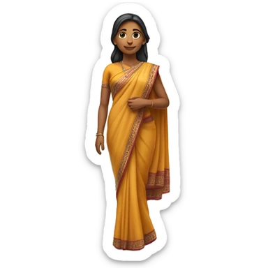 Here is the full-body image of the 3D Indian woman character, turned slightly to the left. I think she looks graceful and elegant! and include her legs straight image  and hands separate full saree  sticker
