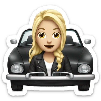 blonde girl in stylish car sticker