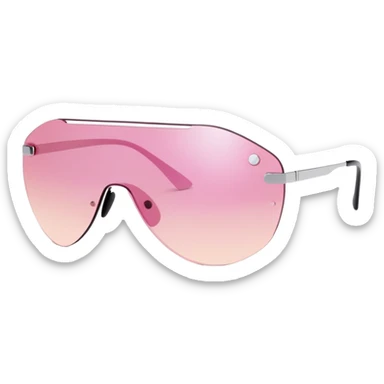 futuristic frameless shield sunglasses, pink tinted one-piece lens, Y2K fashion sticker