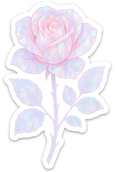 girly Opal crystal rose flower, remove background sticker