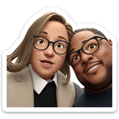 girl and boy with glasses sticker