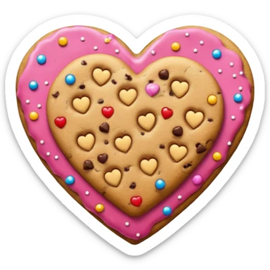 Heart cookie with chips with glitter sticker