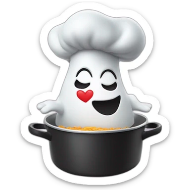 ghost chef hat pinched fingers blowing kiss heart sticker