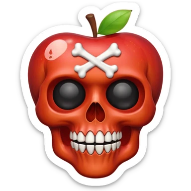 skull apple style emoji with crossbones sticker