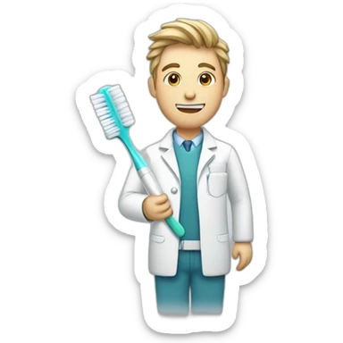 dentist with a toothbrush in his hand sticker