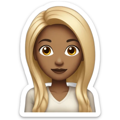 straight black hair woman with black eyes light brown skin sticker