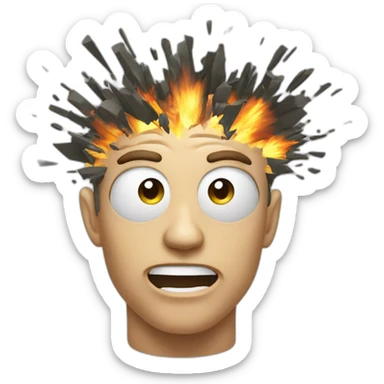 big exploding head emoji with glitch sticker