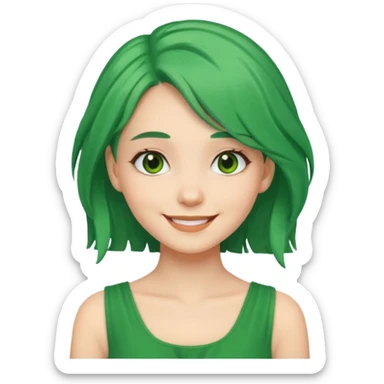 a girl of nature green hair and it shows green dress pretty WHOLE BODY sticker