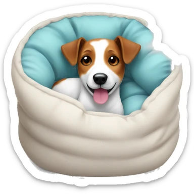 Jackrussell comfy in dog bed sticker