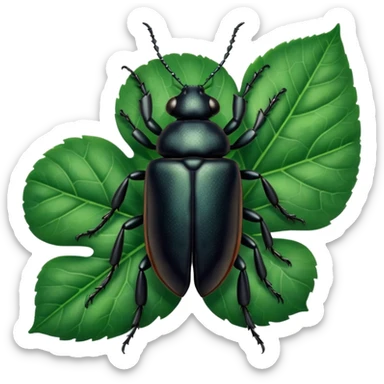 a black beetle on leaf sticker