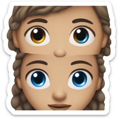 Brown hair brown eyed olive skin woman, brown hair blue eyes pale skin man sticker