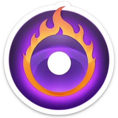 A minimalist CD disc with a subtle fire design, purple flames, with a circle in the middle and a hole in the center sticker
