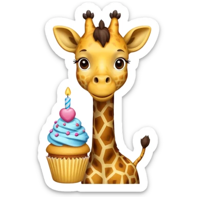 giraffe with cupcake sticker