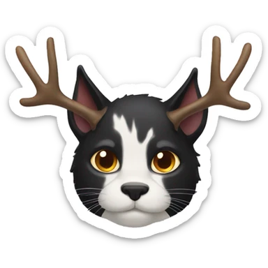 black cat with moose antlers sticker