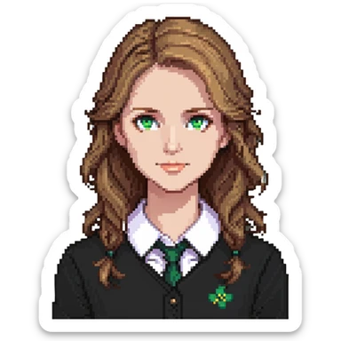 happy teacher with light brown hair and green eyes sticker