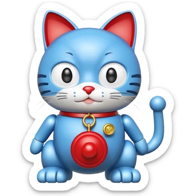 Doraemon, blue robotic cat with red nose and bell sticker