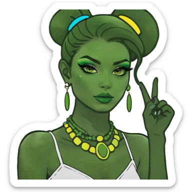 Girl wearing makeup sticker