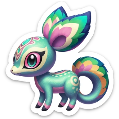 Colorful Exotic Meloetta-Vernid-Trico-Kirby-Fakémon-creature-hybrid sticker