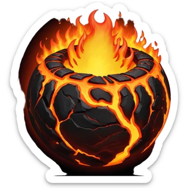 sphere globe planet, surface covered with lava fire sticker