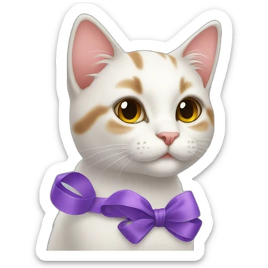 cute cat with a ribbon on its head sticker
