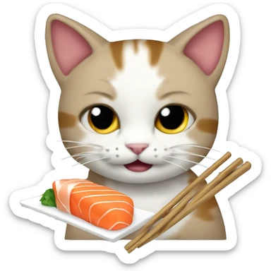 Cat eating sushi sticker