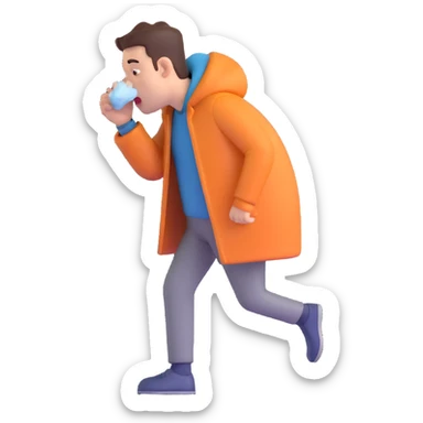 sneezing man under the rain sticker