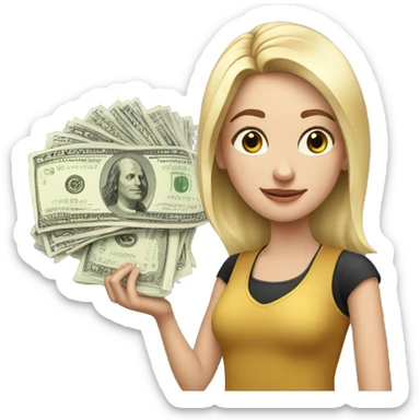 30 years old white girl with money in her hands  sticker