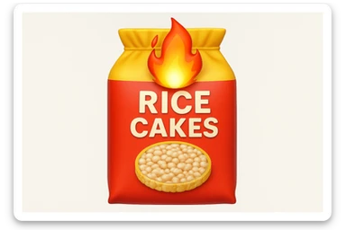 emoji stile iphone di un pacco di gallette di riso con fiamma 3d sopra sticker