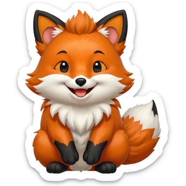 Floofy the Creampuff fox blackish away laughing, chubby. Black paws orange color sticker